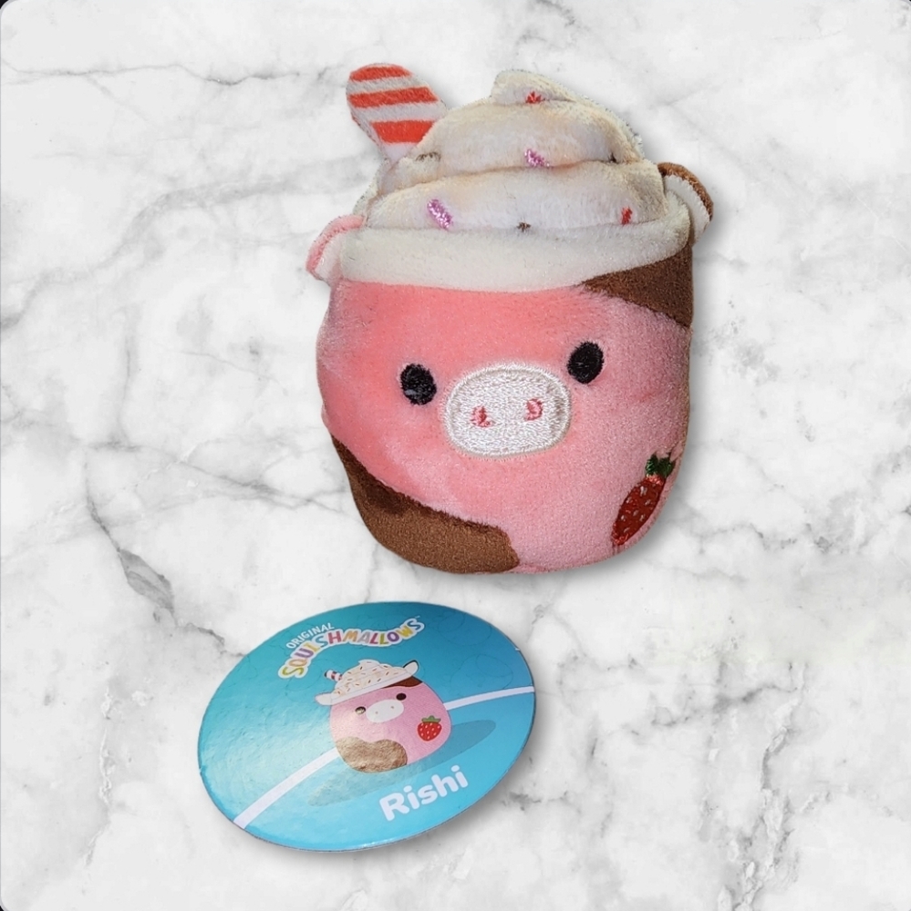 Squishmallows NEW Strawberry Milk Shake Cow Rishi 2 Inch S2